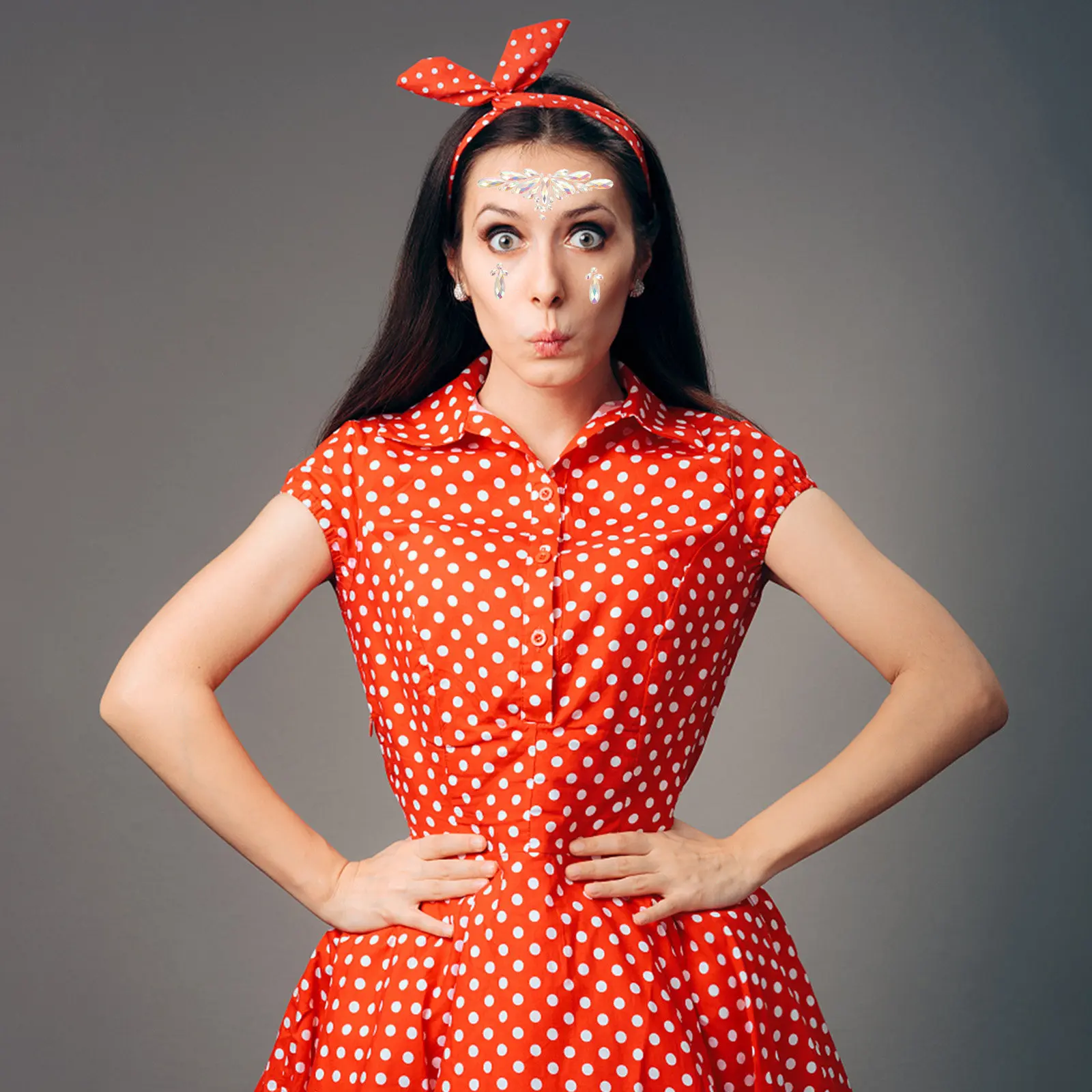 

3 Sheets Luminous Face Gems Tattoos Glow in The Dark Stickers Rhinestone Face Art for Halloween Day of The Dead Costume Party