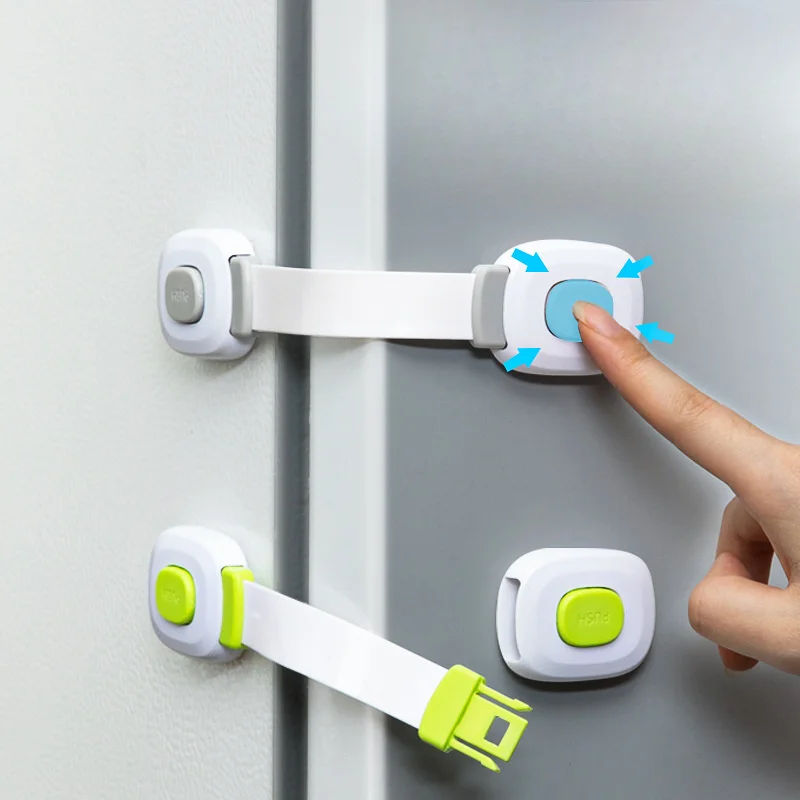 Multi-Functional Anti-Pinch Safety Locks, Refrigerator Cabinet Door Lock Buckles with Protection Drawer Lock and Anti-Unlock