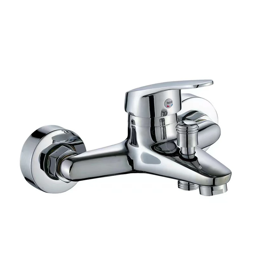 

Shower Triple Tap Bathtub Faucets Mixing Valve Chrome Wall Mounted Hot Cold Water Dual Spout Mixer Tap Zinc Alloy Faucets