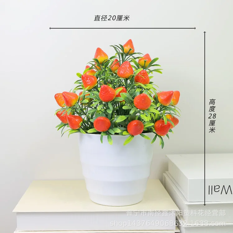 

Realistic Artificial Strawberry Potted Bonsai Faux Fruit Decorative Plant For Home Office Kitchen Bathroom Wedding Party Summer