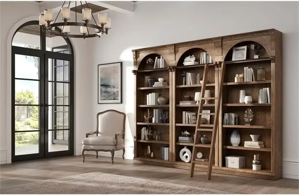 Wood Bookcase Wall Ladder Office