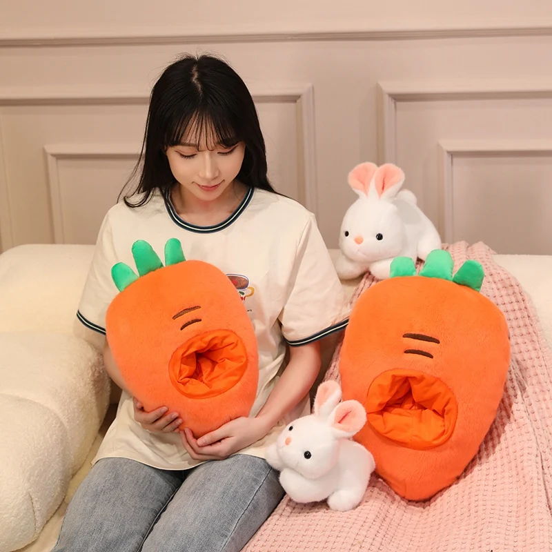 

New Funny Rabbit Doll in Fruit Nest Plush Toys Soft Cuddly Bunny in Avocado Banana Carrot Doll Toys Home Decor
