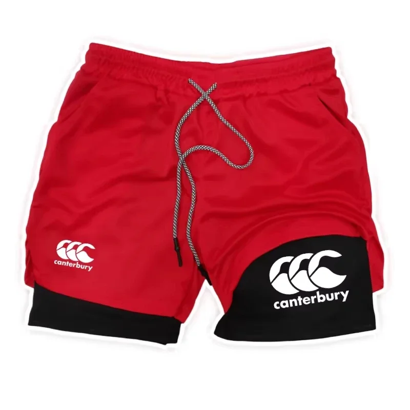 

Men's 2-in-1 Printed Shorts Gym Workout and Mobile Phone Pocket Summer Sports Canterbury Design Prints RL0379
