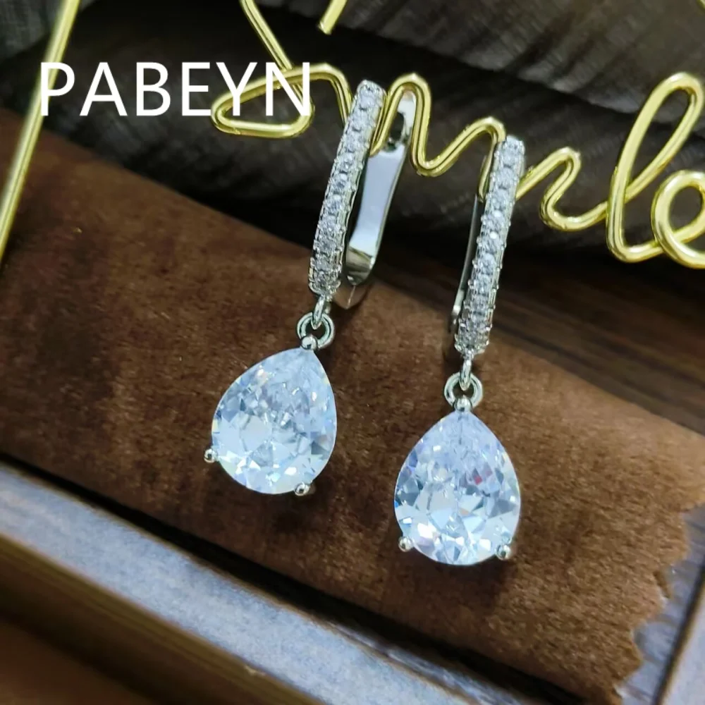 925 Sterling Silber Mode Leichter Luxus Wassertropfen 9 * 11mm Birnenförmige Zirkon-Ohrringe Geburtstag Jubiläum Hochzeitsgeschenke