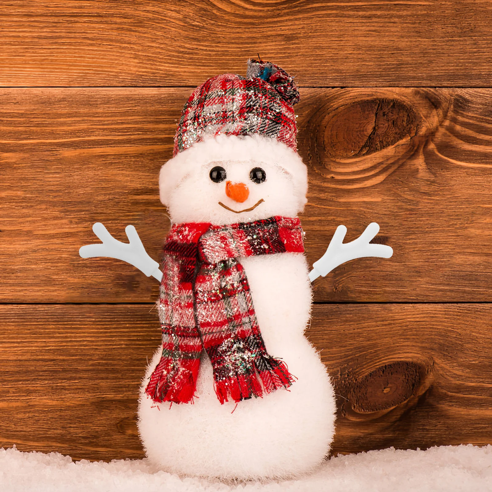 100 pezzi di pupazzo di neve in plastica per le vacanze, accessori per le mani, corna artigianali, rami all'aperto, bianco
