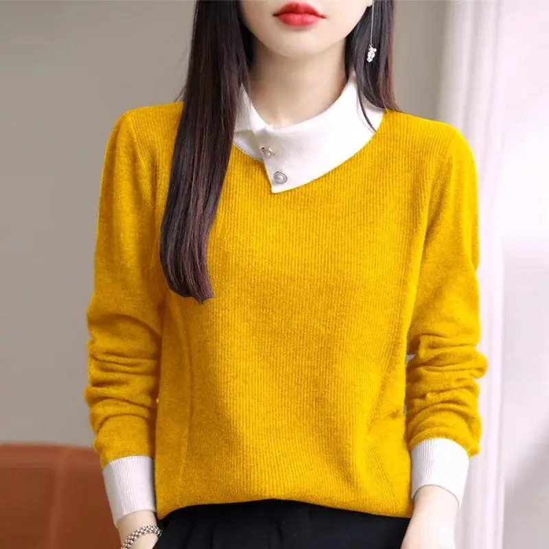 Autumn Winter Women\'s Clothing Turtleneck Screw Thread Pullover Long Sleeved Sweater Knitted Elegant Korean All-match Tops