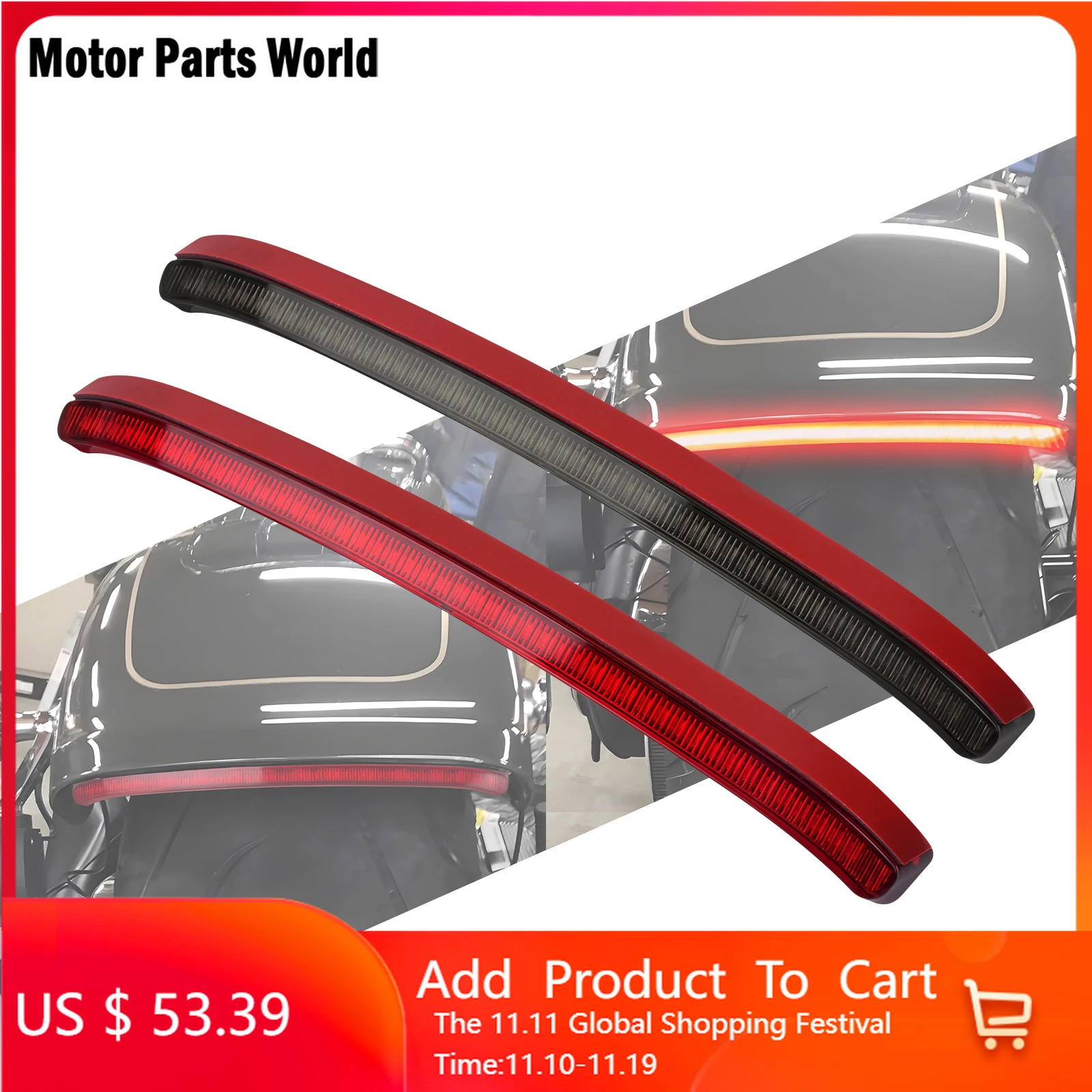 

Motorcycle Rear Fender LED Tail Light Turn Signal Light Brake Running Lamp For Harley Softail Fatboy FLFB FLFBS 2018-25 US Model