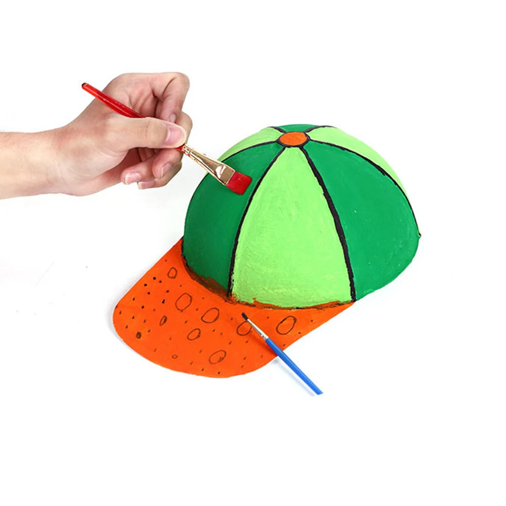

5pcs Kids Caps Children Peaked Hats White Blank Cotton Adjustable UV Protection Outdoor Block Hat