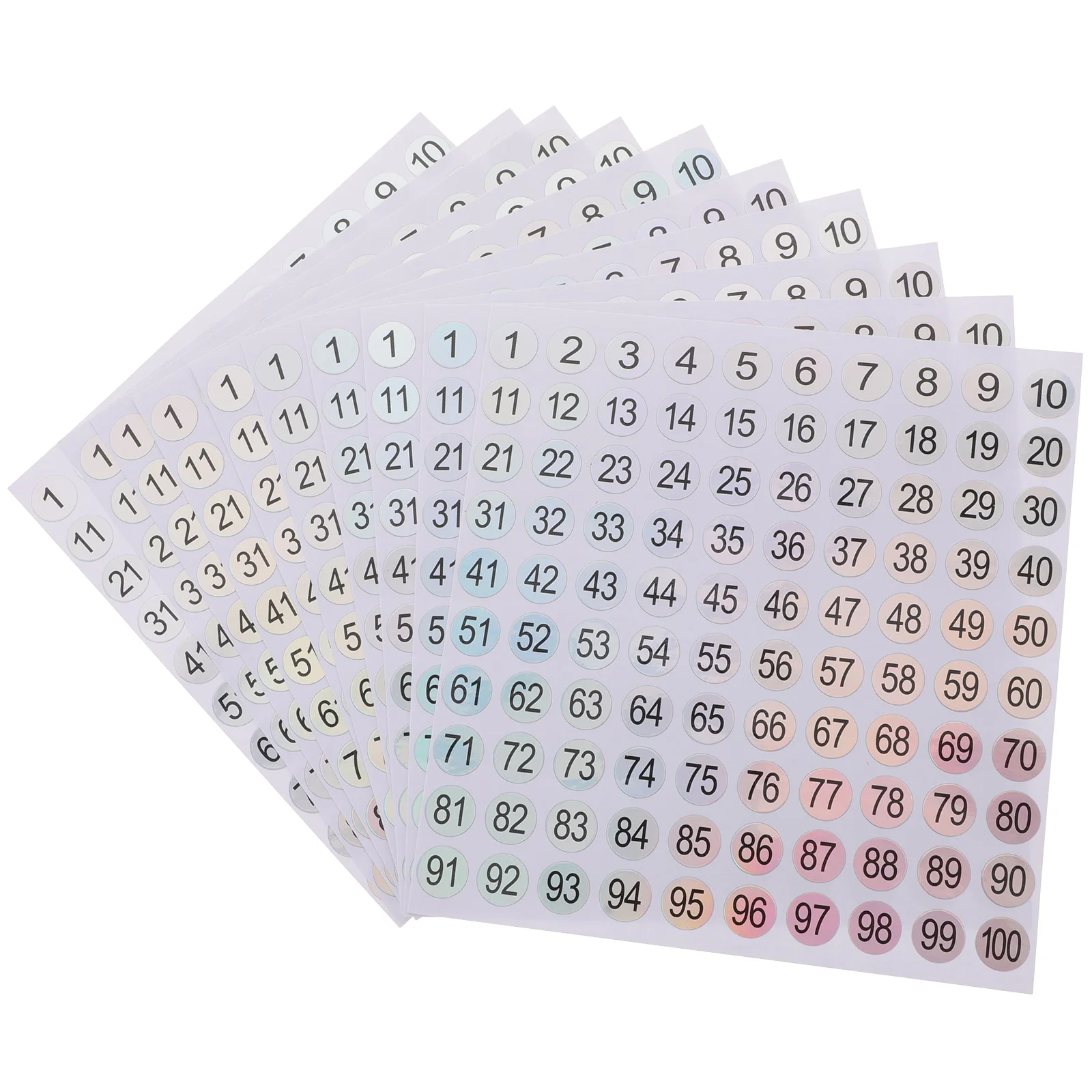 

10 Sheets Number Stickers Pack Small Round Labels with Reflective Film for Lockers Gyms Storage Numbering System Labeling