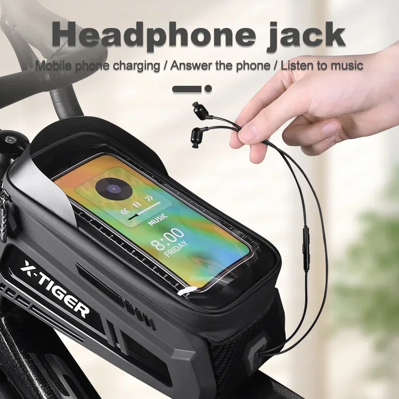 X-TIGER Bicycle Top Tube Bag Bike Phone Front Frame Bag TPU Screen Waterproof Bag for Cell Phone Under 6.7\