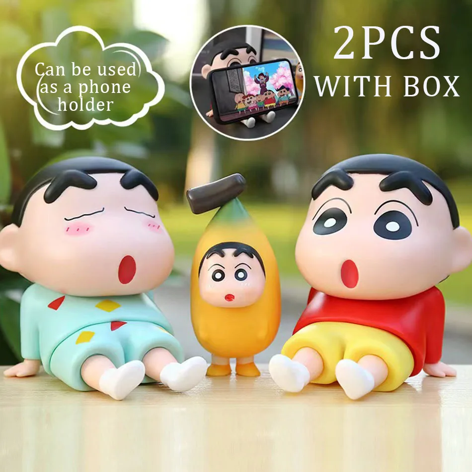 Crayon Shin-Chan Phone Holder Kawaii Anime Desktop Ornaments Cartoon Watching TV Phone Support Cute Doll Decorations toy Gifts