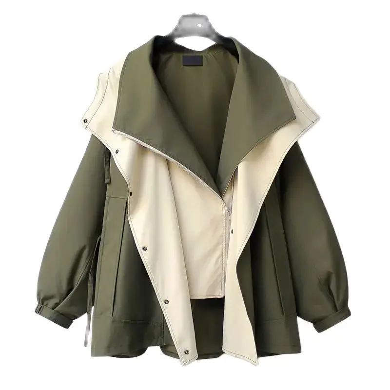 

MUXI-Hooded Coat for Women, Loose Windbreaker, Casual Fashion, Spring and Autumn, Korean Version, New