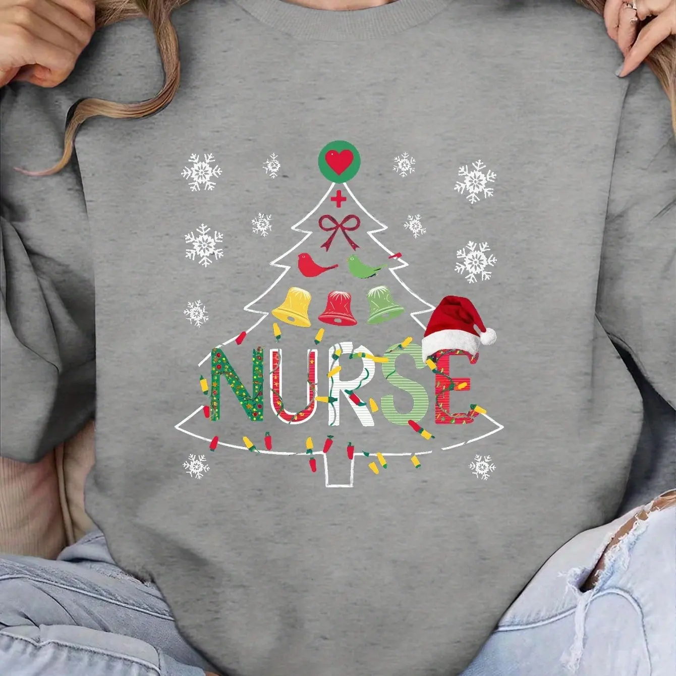 Christmas Nurse Women\'s Sweatshirt Casual And Comfortable Crew-neck Hoodie Top Fashionable Christmas Style Women\'s Clothing