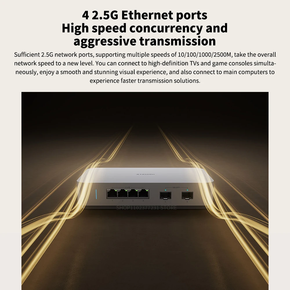 NEW Xiaomi Mi 10G Ethernet Switch 4×2.5G+2×10GMbps Mini Network Switches VLAN Ethernet Splitter Lan Router 6 Ports Hub Switch