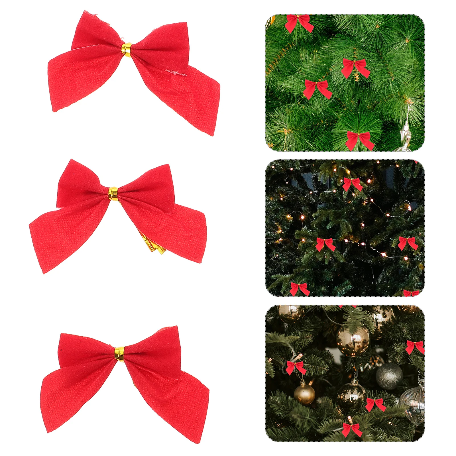 

12Pcs Christmas Tree Decorations Red Bowknot Hanging Ornaments for Holiday Tree Decor Sweet Festive Bows 5x6cm