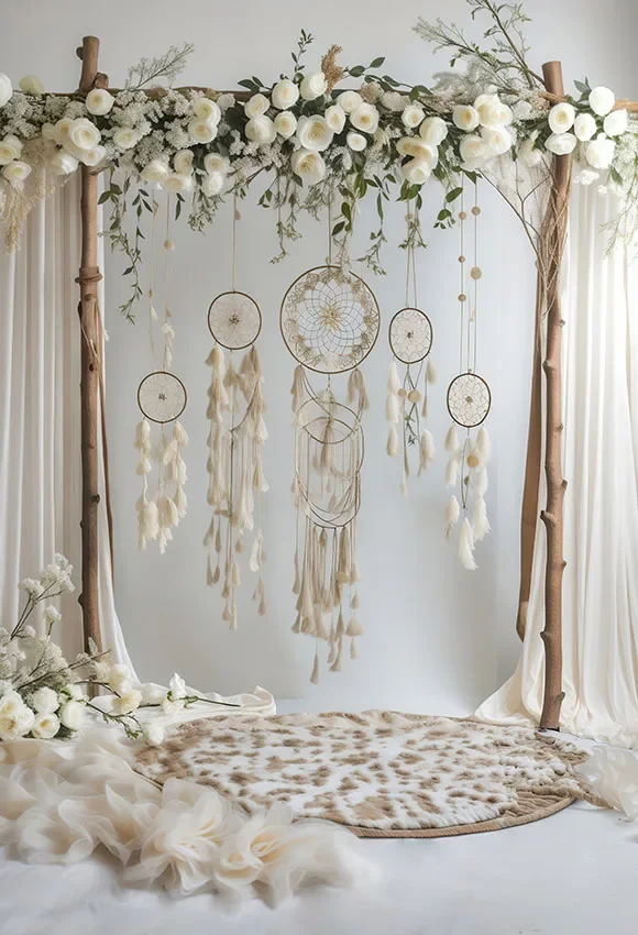 Mehofondการถ่ายภาพฉากหลังงานแต่งงานBoho Pampas Dream Catcherสาววันเกิดพื้นหลังตั้งครรภ์ดอกไม้ตกแต่งPhoto Studio