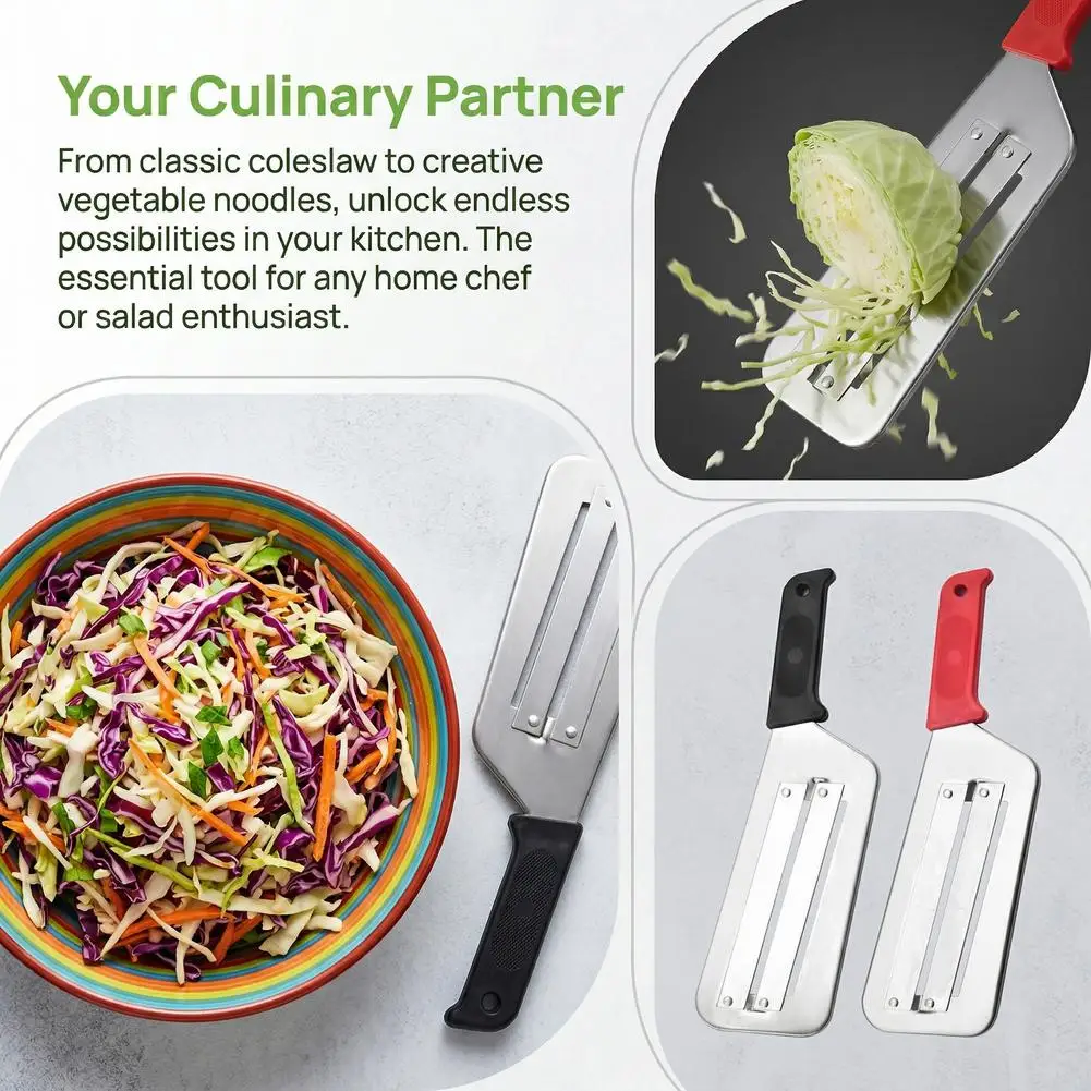 Stainless Steel Cabbage Shredder Slicer Dual-Blade Vegetable Cutter for Coleslaw Salad & Pickles Easy-Clean Kitchen Tool view 5