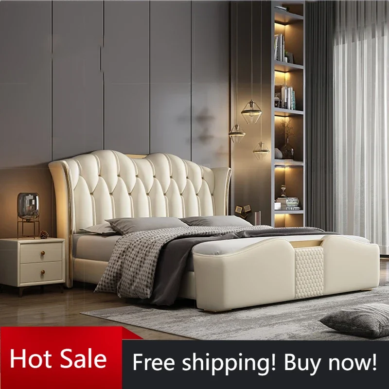 

loft modern Double Bed Frame Simple Cheap Sleeping Queen Bedroom Bed home luxury design letto matrimoniale nordic furniture