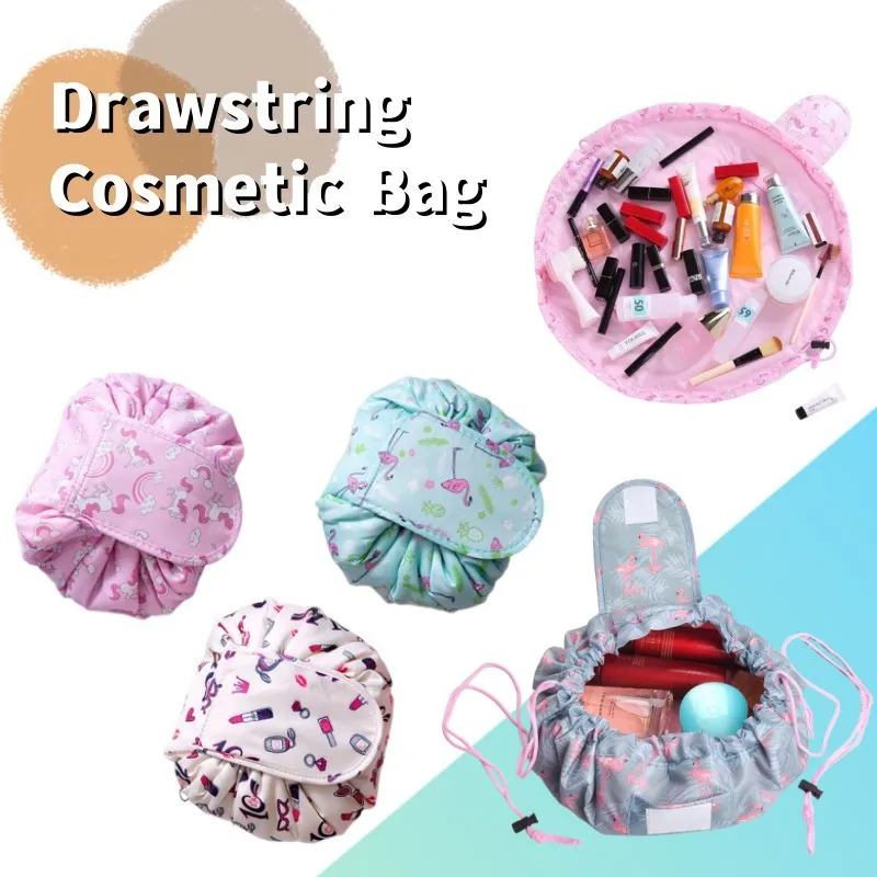 Drawstring Cosmetic Bag Lazy Cosmetic Bags Women's Portable Travel Storage Bag Large Capacity Men's Travel Waterproof Wash Bag