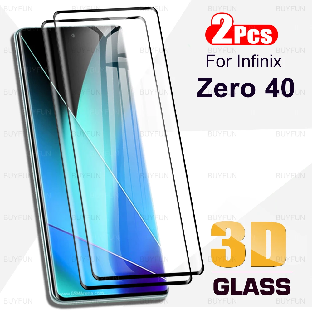 2Pcs Curved Tempered Glass Film For Infinix Zero 40 4G 5G 2024 Infini Zero40 Black Edge Screen Protector 6.78 inches X6860 X6861