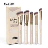 MAANGE 5 Pcs Makeup Brushes Powder Blusher Brush Foundation Makeup Brush Contour Brush Portable For Travel Valentine's Day Gift