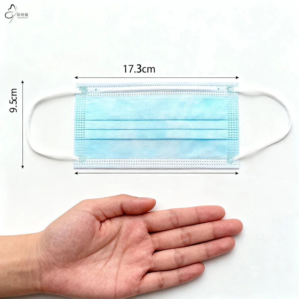 Masques faciaux jetables à 3 couches, 50 pièces, masque buccal de protection Anti-poussière en tissu soufflé fondu bleu pour l'hygiène personnelle