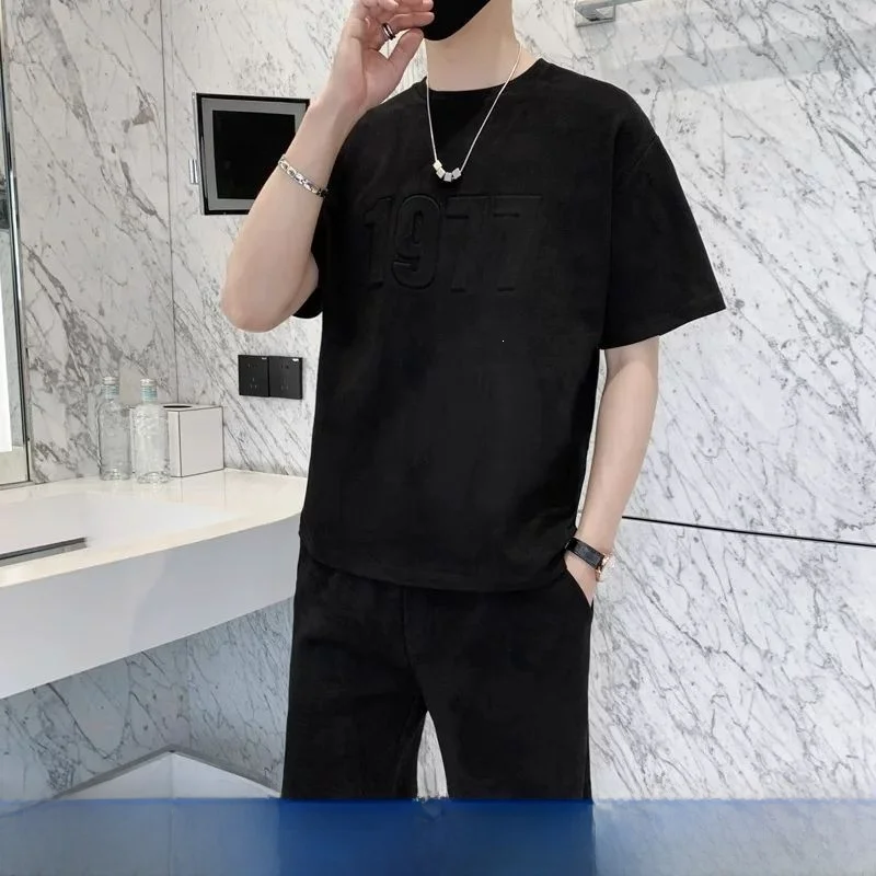 Summer Casual Sports Shorts Set Men's Trendy Short Sleeve Shirt 2026 New Men's Fashion Combination a Set of Cool And Handsome