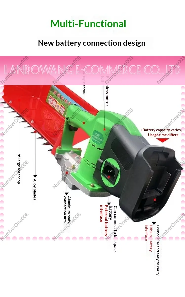 800W Portable Battery Powered Electric Tea Picker Handheld Harvester Brushless Motor Tea Leaf Cutting Machine
