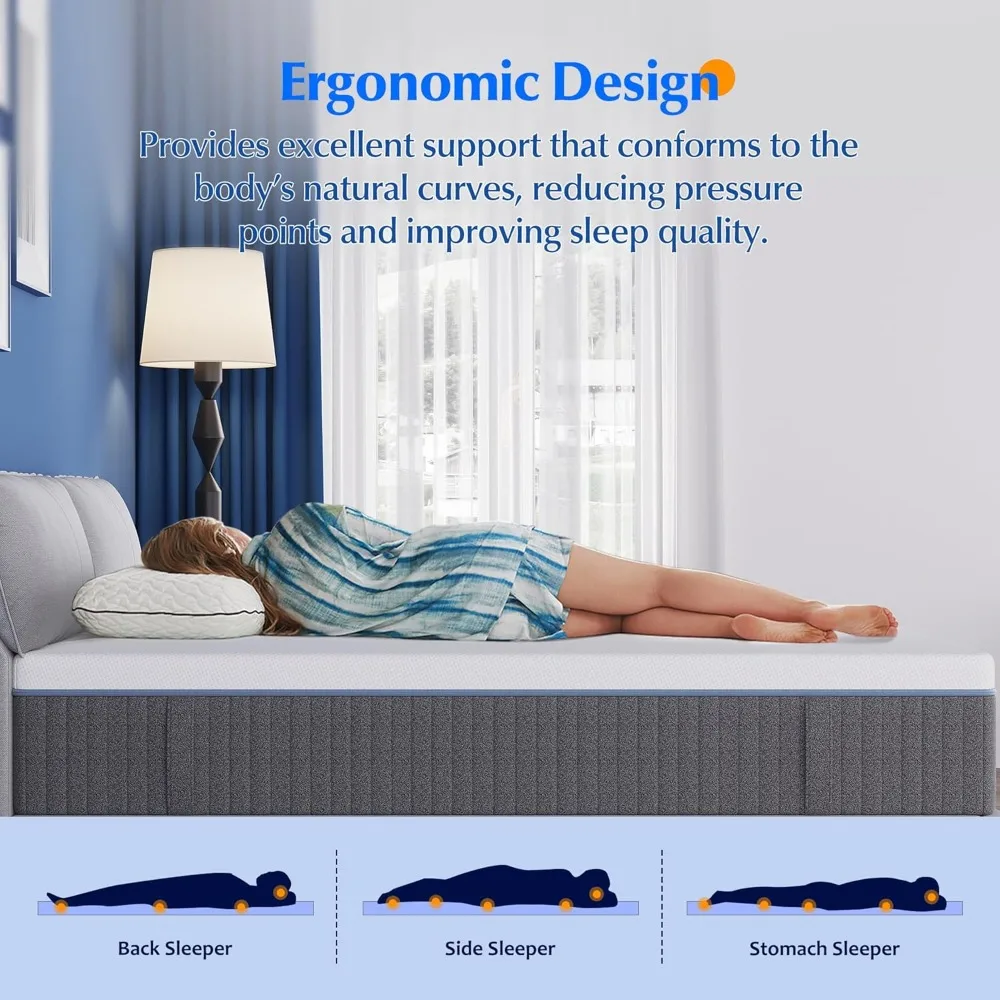"مرتبة مزدوجة في صندوق: رغوة الذاكرة الربيعية مقاس 12 بوصة للنوم المريح وتخفيف الضغط"