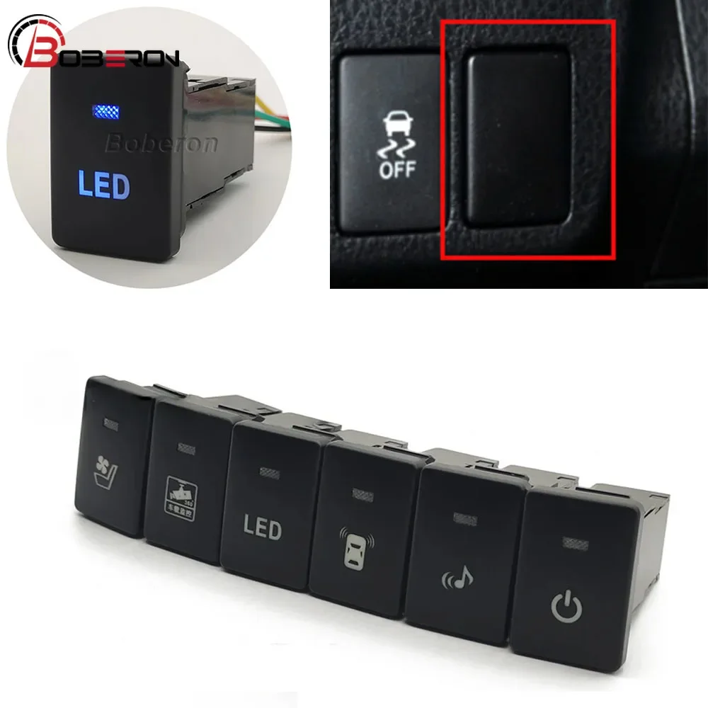 Blue LED Light Push Button Fog Lamp Power On Off Seat Fan Switch For Toyota Camry Prius Corolla Avensis t27 2010 Accessories