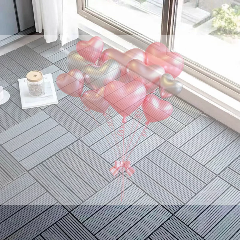 Telas de deck interligadas de plástico de madeira reciclável resistente DIY piso interno e externo à prova d'água