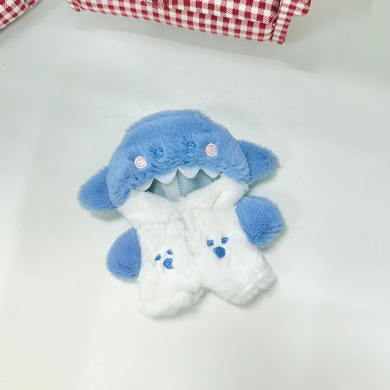 Adequado para mini 10cm labubu4.0 pingente de pelúcia boneca roupas com capuz tubarão boneca acessórios bonito presentes do feriado presentes de aniversário