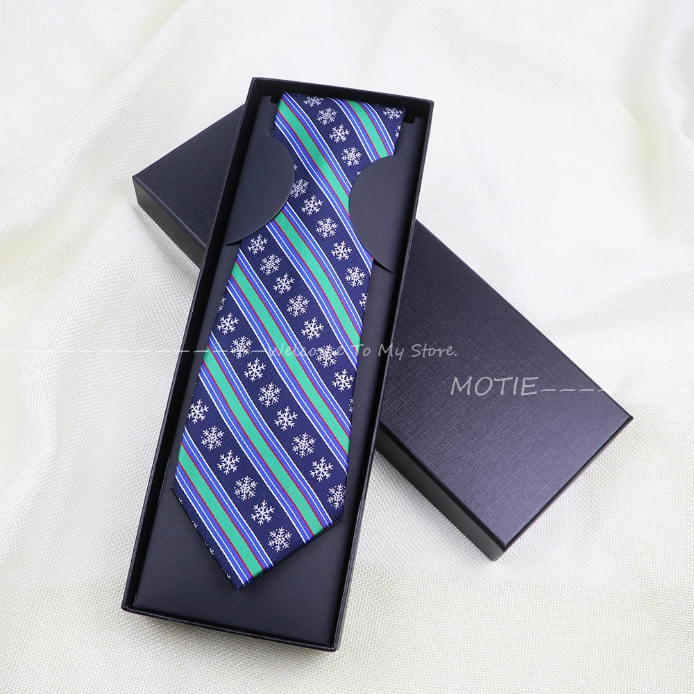 Gracefully Polyester Christmas Tie Set With Box Christmas Tree Snowflake Pattern For Wedding Party Daily Accessories decorations