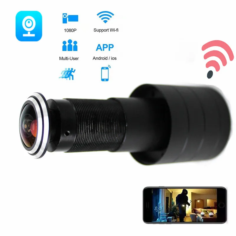 

Door Eye Hole Security 2mp HD 2.1mm Lens Wide Angle FishEye CCTV Network Mini Peephole WifI Camera P2P TF Card