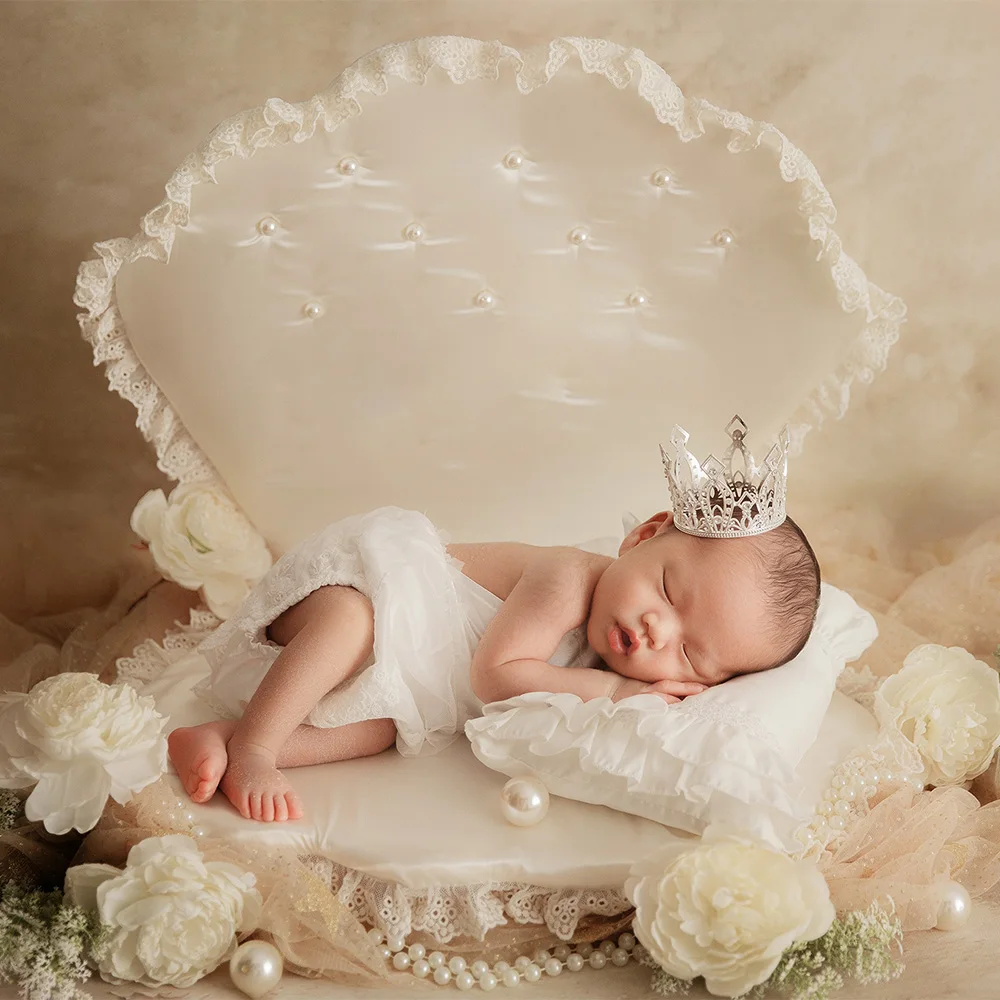 Clothes for Baby Girl Beautiful Backless Lace Dress Newborn Photography Outfits Crown Tiara Oil Painting Background Photo Props