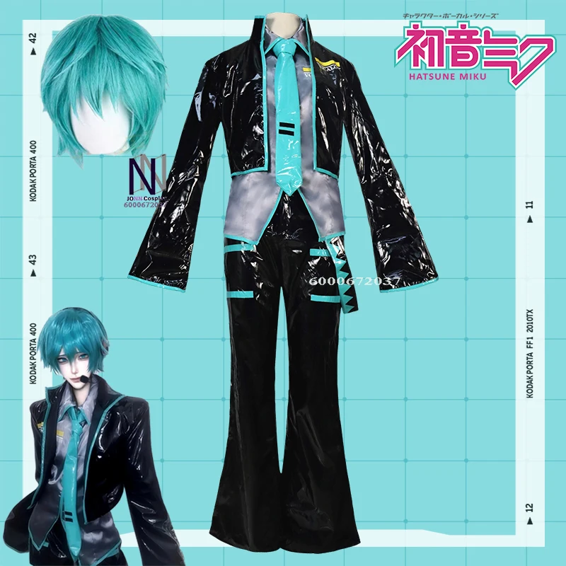 

Anime Mikuo Male Version Cosplay Full Set - Custom Made Green Costume with Black Jackets & Green Wigs (Any Size)