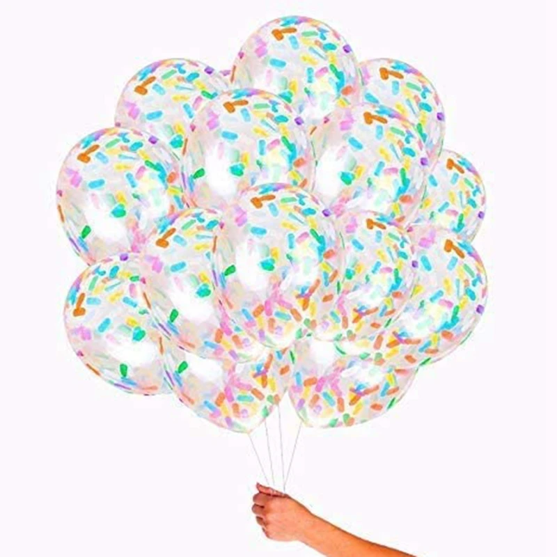 24Pcs Confetti Party Balloons Ice Cream Sprinkle Balloons with Rainbow Multicolor Confetti Balloon for Birthday Party