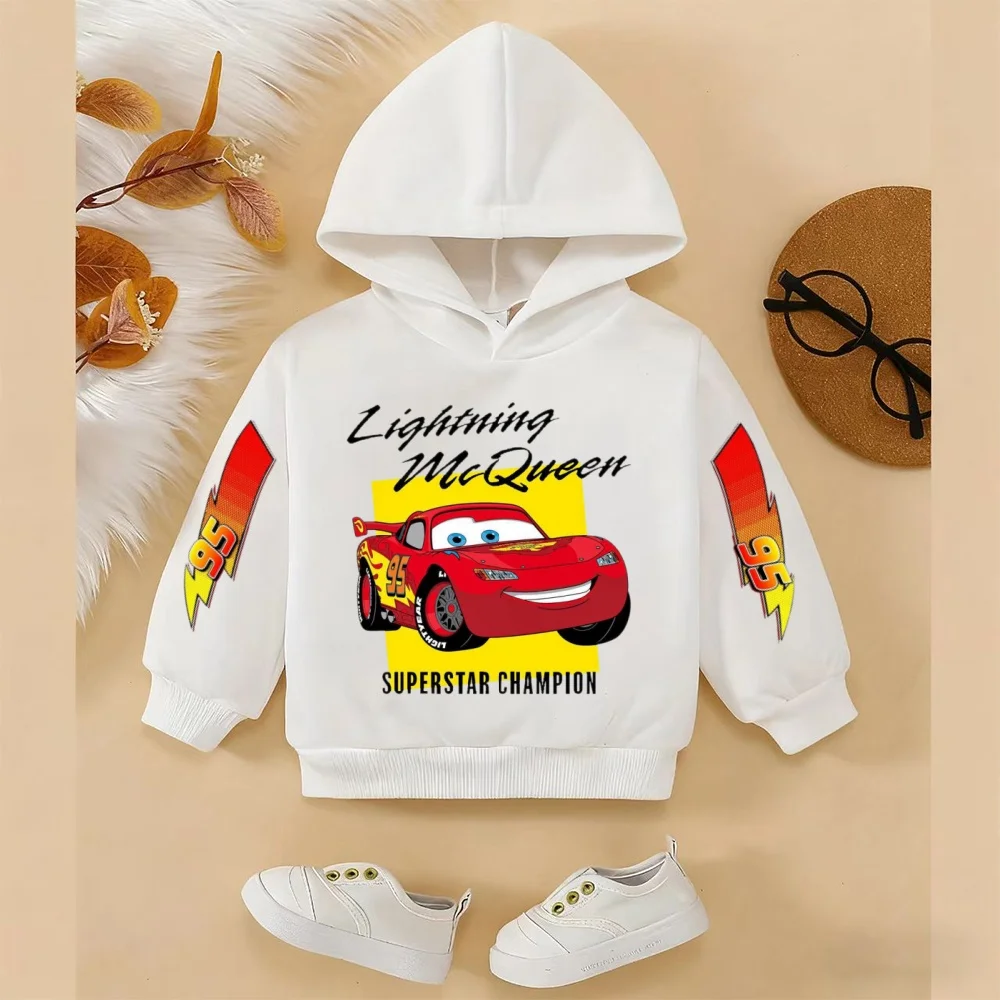 سويت شيرت كلاسيكي بقلنسوة للأطفال من Disney Car Lightning McQueen للخريف والشتاء كاجوال للجنسين #2