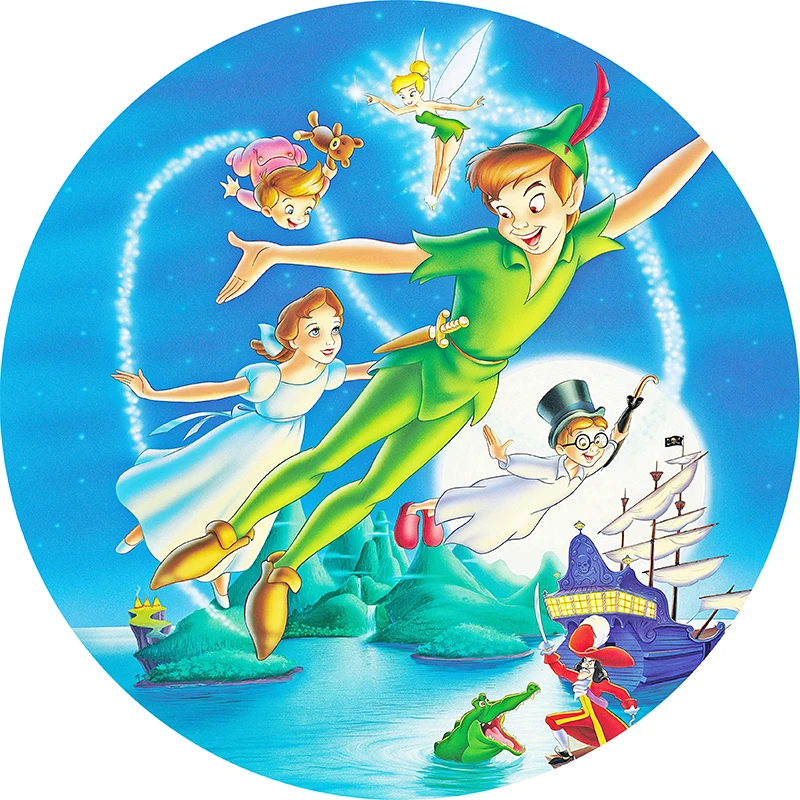 Disney Custom Peter Pan Round Decoration Birthday Party Banner Photography Cartoon Background Backdrop