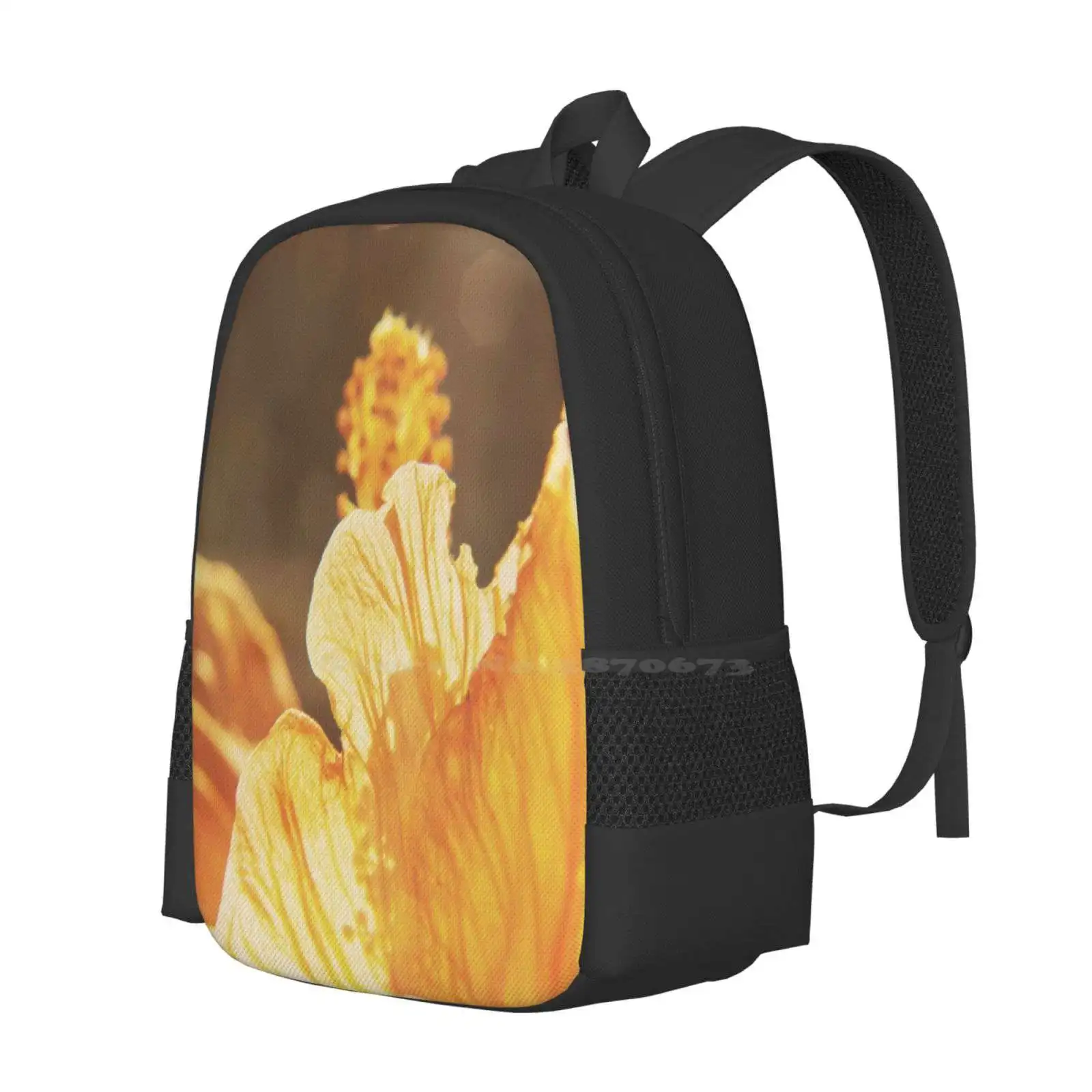 Heaven's Smiling Down On Me Pattern Design Bag Student's Backpack Denise Abe Germany Bokeh Summer Flower Hibiscus Textured