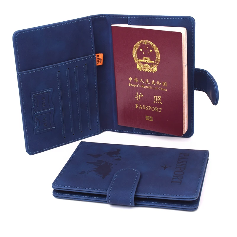 Women Men RFID Vintage Business Passport Covers Holder Multi-Function ID Bank Card PU Leather Wallet Case Travel Accessories