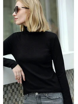 AMII بساطتها 2023 الياقة المدورة سترة المرأة عادية الصلبة مريحة الدافئة رداء علوي من الصوف الإناث محبوك القمم الملابس 12120400