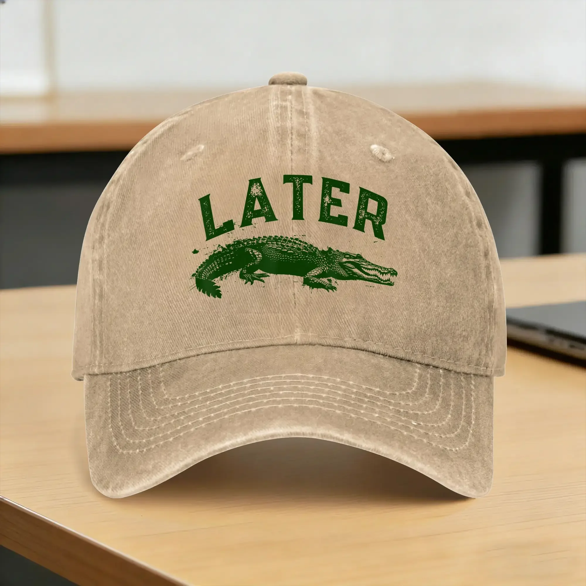 Later Gator Funny Alligator Sun Baseball Cap Stylish Unisex Men Washed Trucker Hat High Quality Custom Hunting Baseball Caps