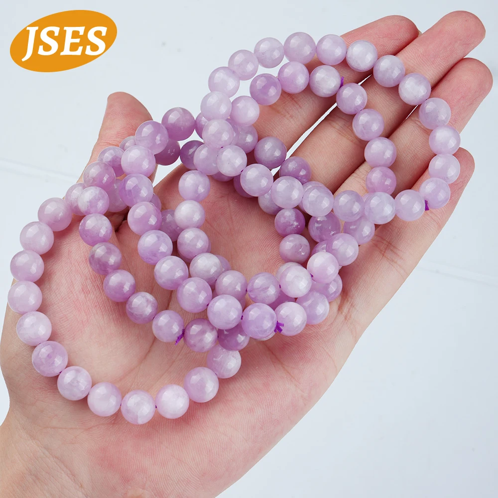 A++ Natural Kunzite Smooth Loose Stone Beads Spacer Beads Jewelry Making DIY Bracelets Necklace Earrings Accessories Charms