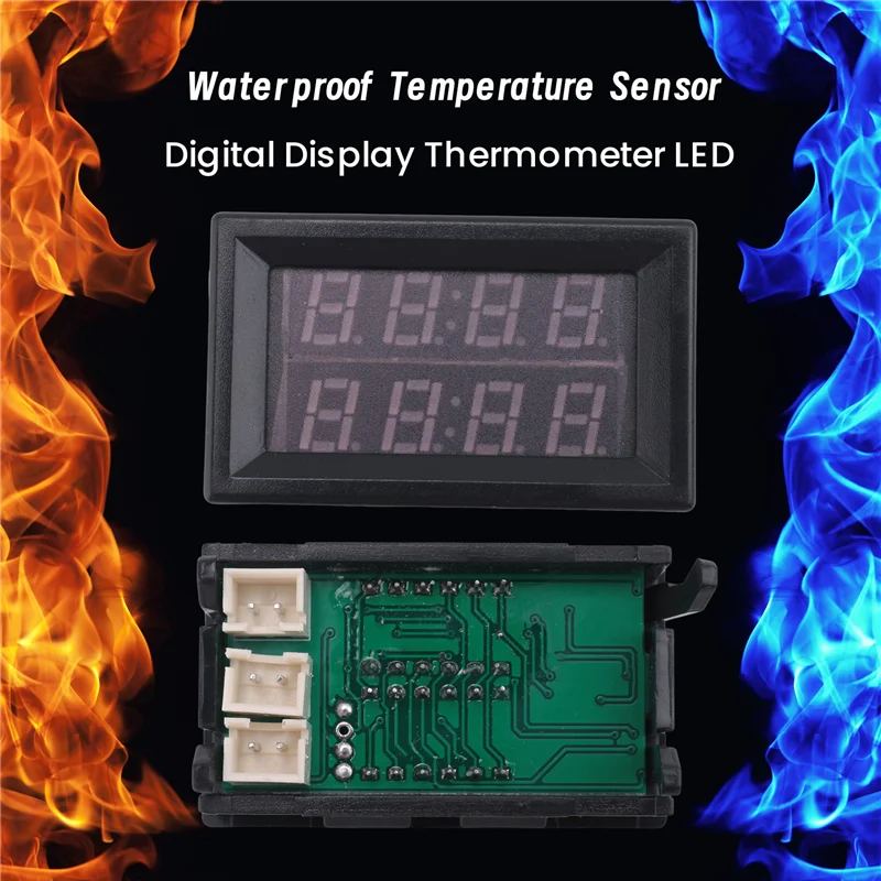 AS95-двойной красный светодиодный цифровой термометр с дисплеем, водонепроницаемый датчик температуры 0,56 дюйма