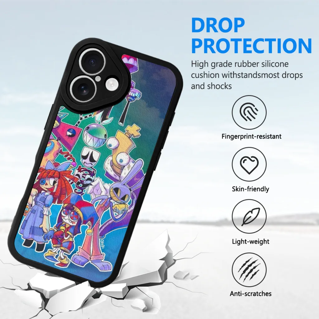 Custodia per telefono per iPhone 16 Pro Max Custodia in silicone Cartoon The Amazing Digital C-Circus Vintage