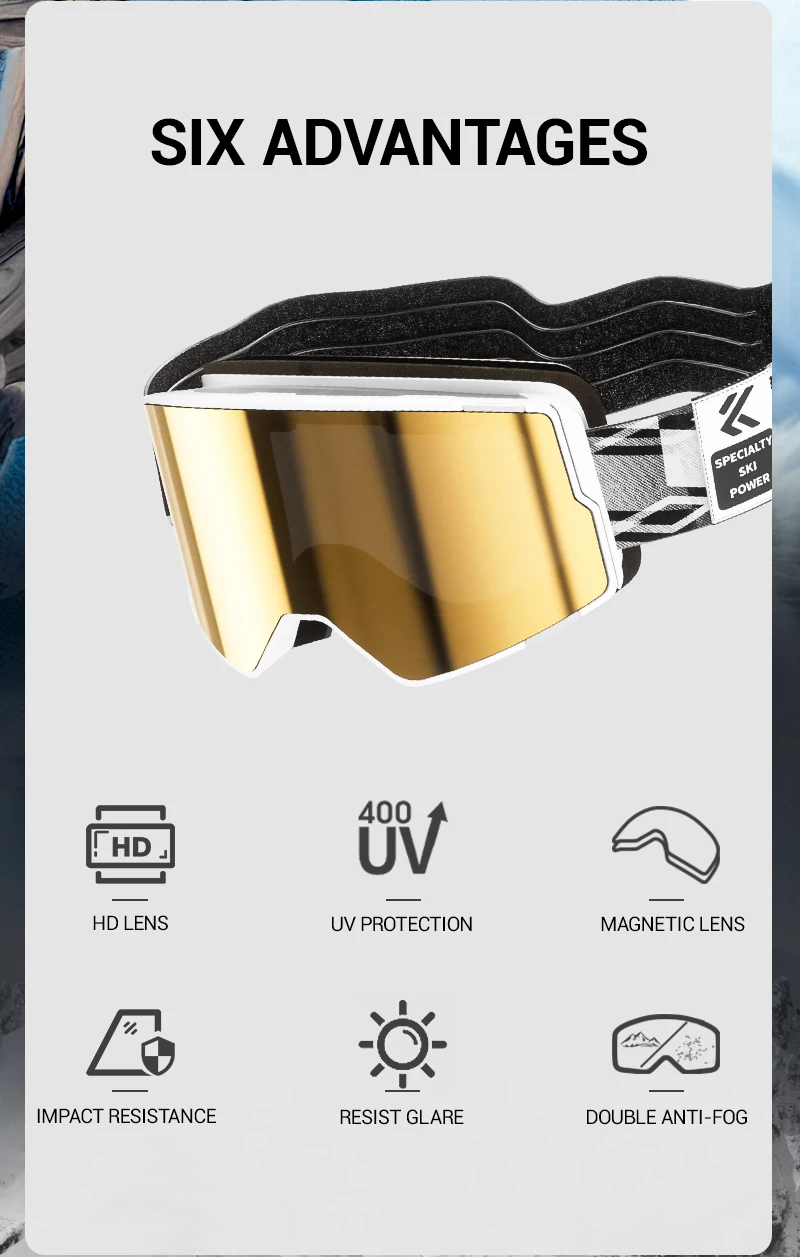 KAPVOE Männer Frauen Doppel Schichten Anti-Fog Ski Brille Schneemobil Brillen Outdoor Sport Schnee Snowboard Brille Magnetische Linsen Neue – Detail 2