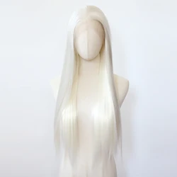 White Blonde Wig Long Straight Light Blonde Wig Synthetic Lace Front Wigs Pre Plucked Natural Hairline for Black Women