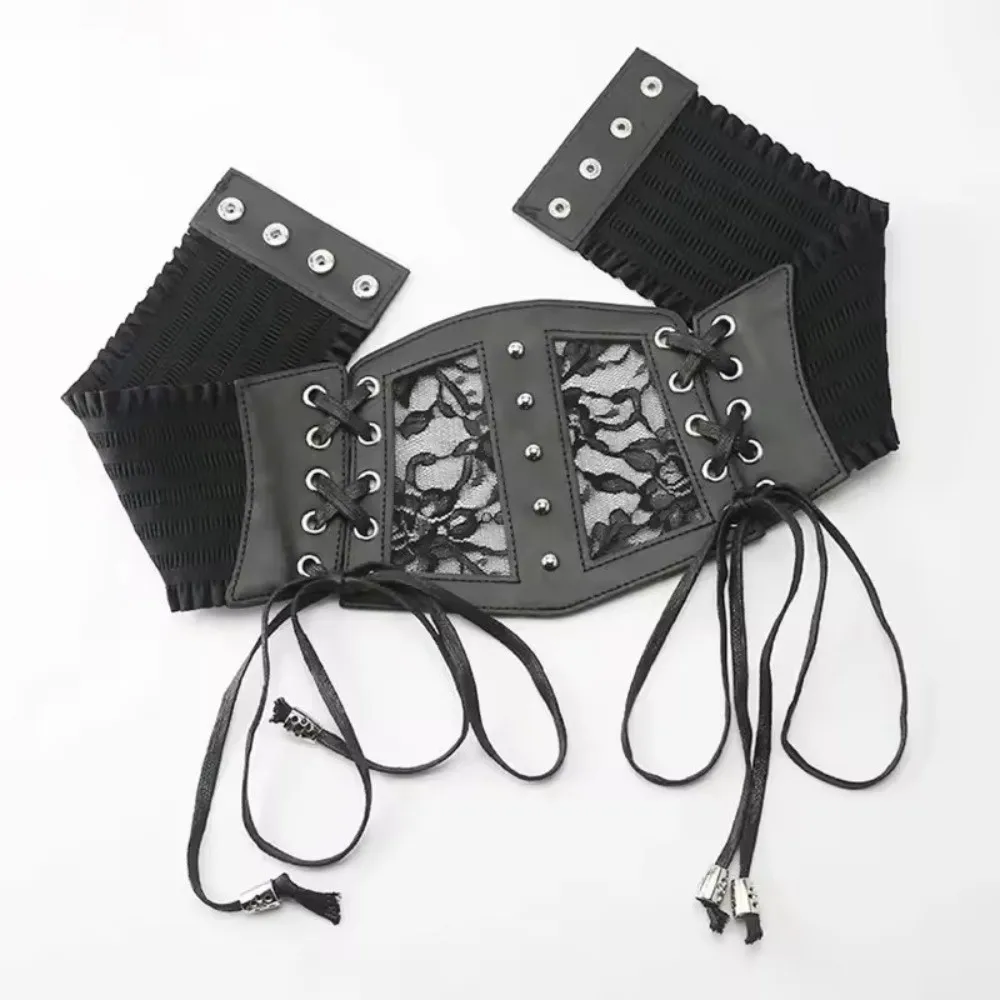 

Black Lace Belts Elastic Retro Pin Buckle WaistBand Wide Corset For Women On Shirt Dress