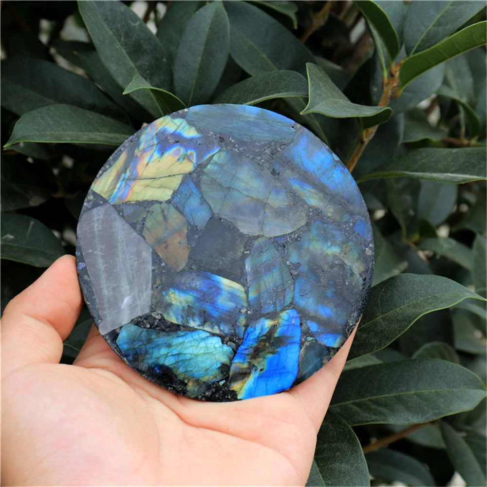 Crystal Carved Coasters Labradorite Coasters Suitable Healing Home Accessories Supplies Tableware Meal Coasters For Sale